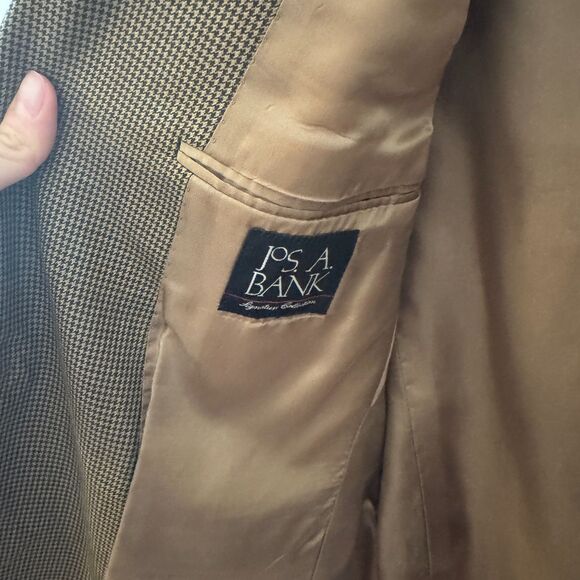 Jos A Bank "Gordon" 100% Wool Blazer 38 Reg Brown Tan Check - Picture 6 of 6